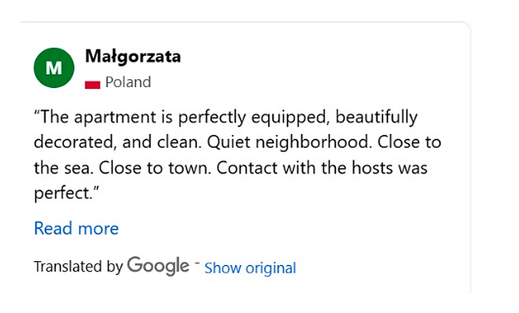 Booking.com review - Malgorzata