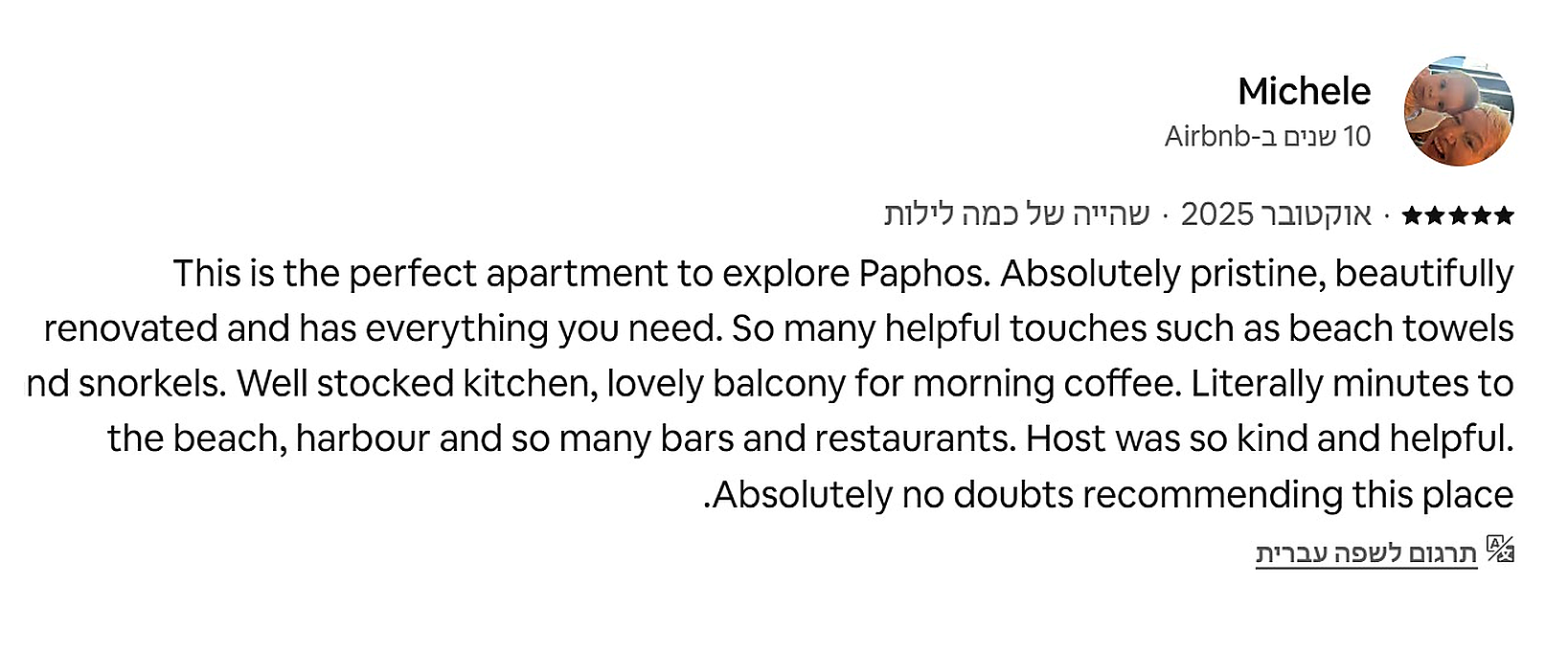 Airbnb review - Michele