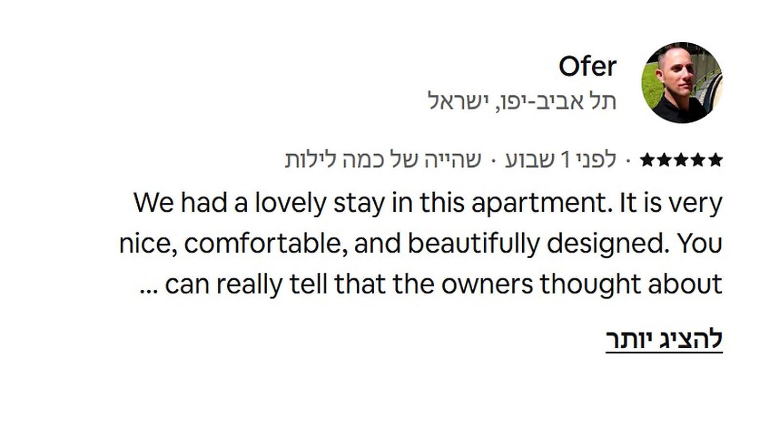 Airbnb review - Ofer
