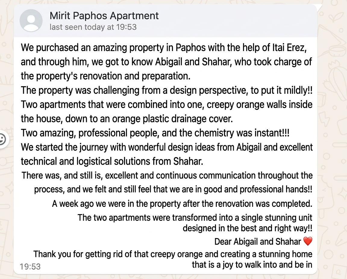 Recommendation about designing and furnishing an apartment in Paphos