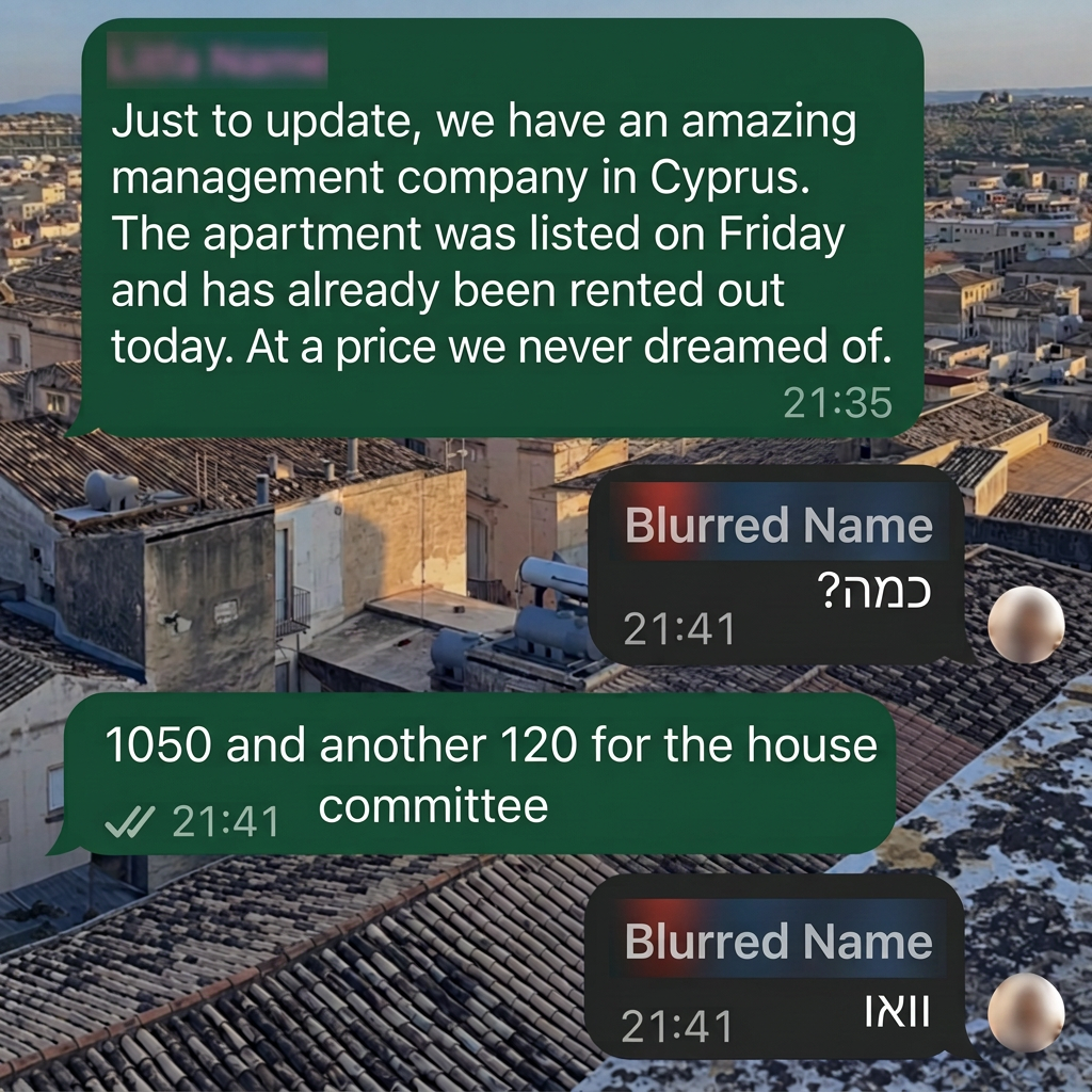 WhatsApp conversation about a long-term rental agreement and building fees
